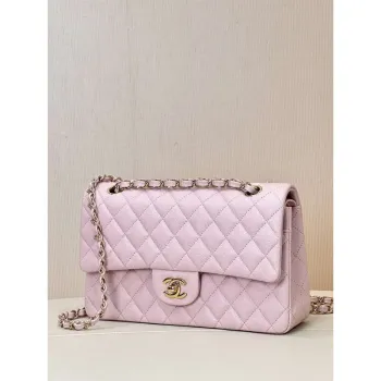 Chanel A01112 Flap Classic 11.12 Handbag Calfskin Gold Light Pink
