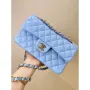 Chanel A01112 Flap Classic 11.12 Handbag Calfskin Gold Light Blue