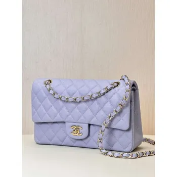 Chanel A01112 Flap Classic 11.12 Handbag Calfskin & Gold Tone Metal Light Purple