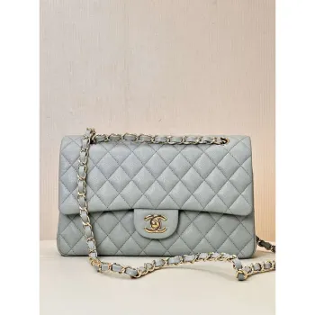 Chanel A01112 Flap Classic 11.12 Handbag Calfskin & Gold Tone Metal Gray