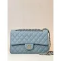 Chanel A01112 Flap Classic 11.12 Handbag Calfskin & Gold Tone Metal Gray Blue