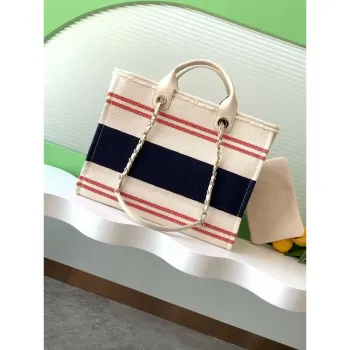 Chanel 25C A66941 Large Shopping Tote Navy Blue