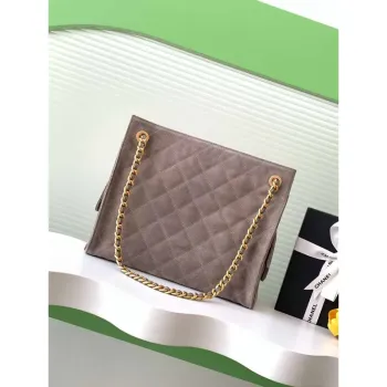 Chanel AS5303 Hobo Suede & Gold Tone Metal Gray