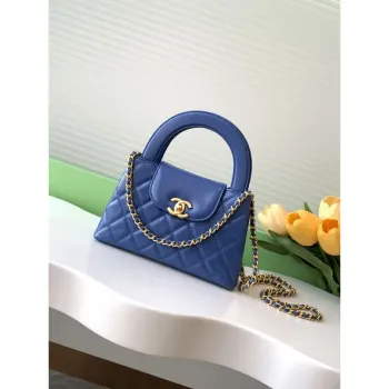 Chanel 25C AS4416 Mini Shopping Bag shiny aged Calfskin Blue