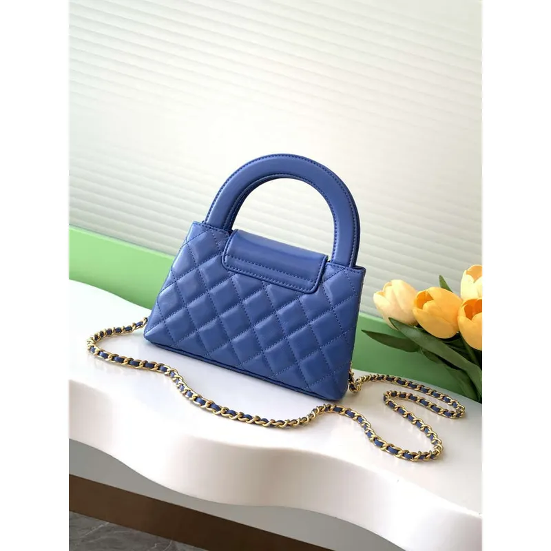 Chanel 25C AS4416 Mini Shopping Bag shiny aged Calfskin Blue