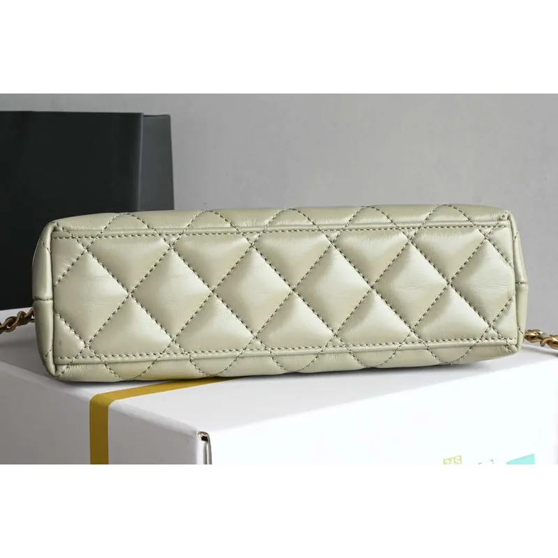 Chanel AS4416 Mini Shopping Bag shiny aged Calfskin gold tone metal light Green