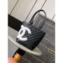 Chanel A98003 Vintage Large Bucket bag Black with White CC