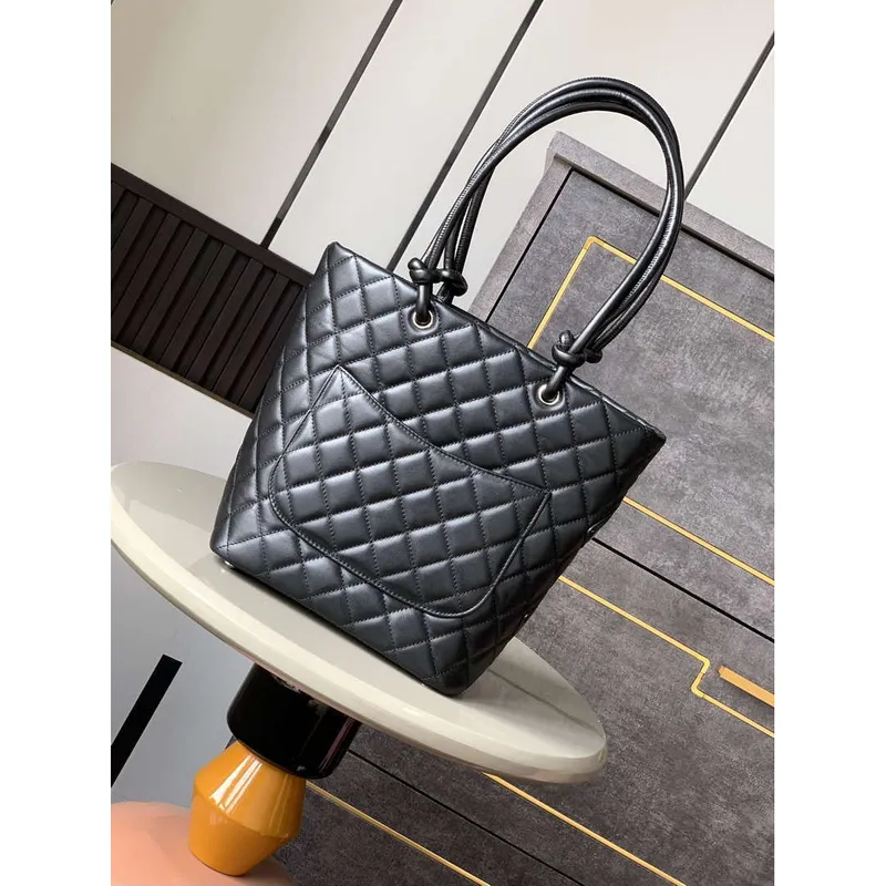 Chanel A98003 Vintage Large Bucket bag Black with Patent leather CC