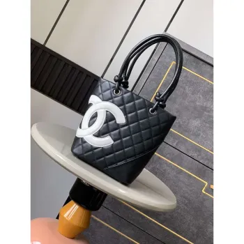 Chanel A98002 Vintage Bucket bag Black with White CC