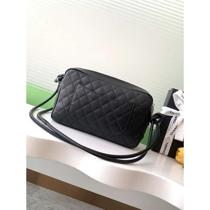 Chanel AS6326 Vintage Camera Case Bag Lambskin Black With black CC