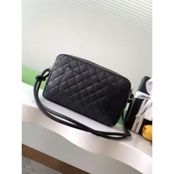 Chanel AS6326 Vintage Camera Case Bag Lambskin Black with White CC