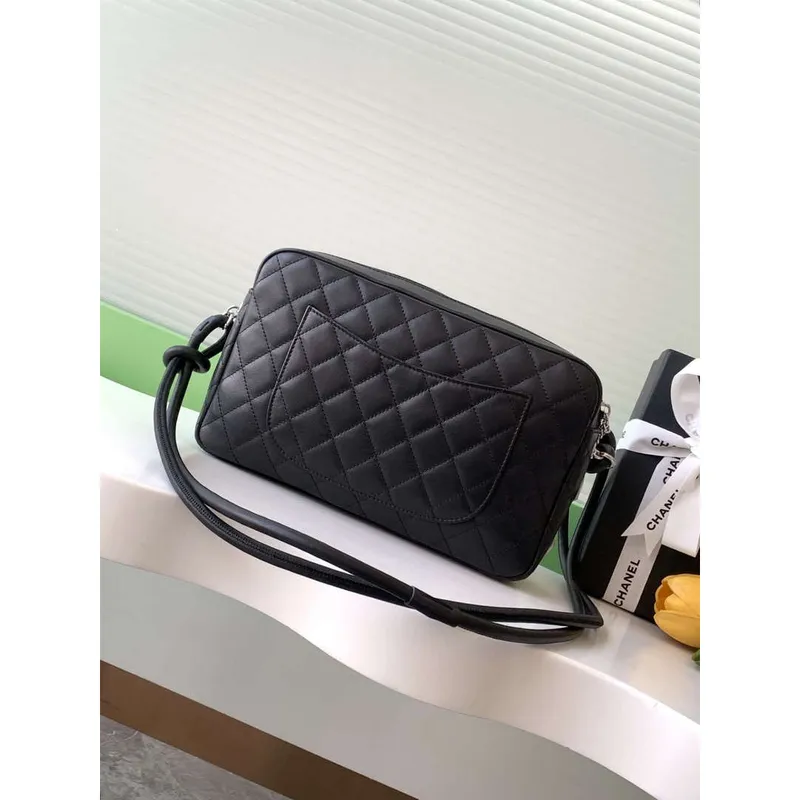 Chanel AS6326 Vintage Camera Case Bag Lambskin Black with White CC