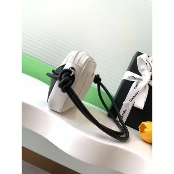 Chanel AS6326 Vintage Camera Case Bag Lambskin White and Black