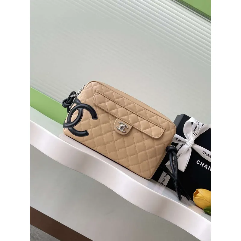 Chanel AS6326 Vintage Camera Case Bag Lambskin Apricot