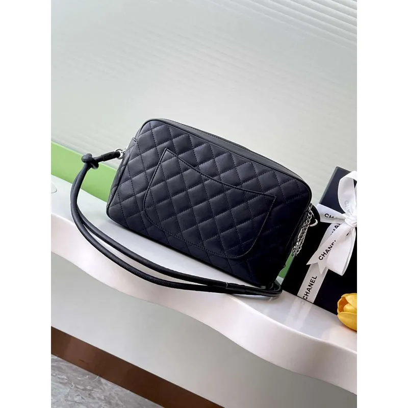 Chanel AS6326 Vintage Camera Case Bag Lambskin Black with Patent CC