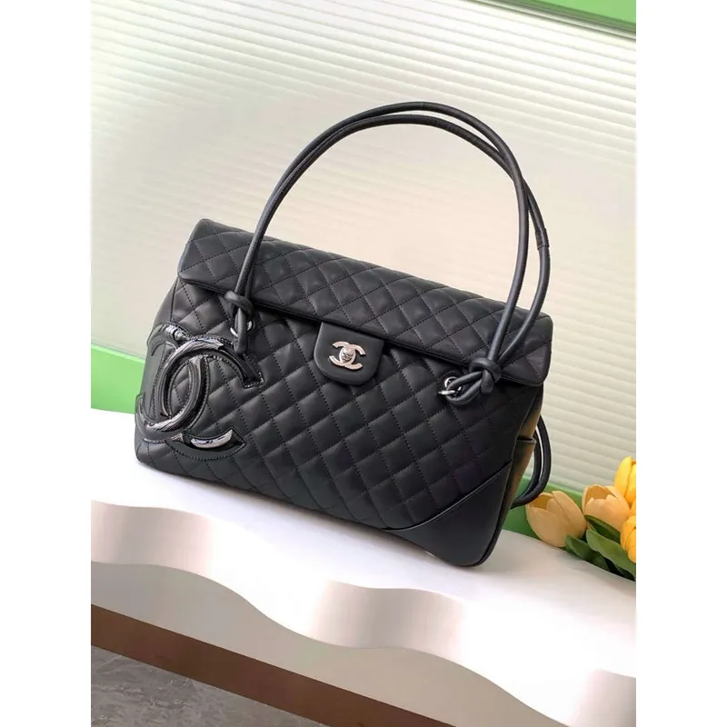 Chanel AS6338 Airport Bag 25P Shopping Bag Black With Black CC