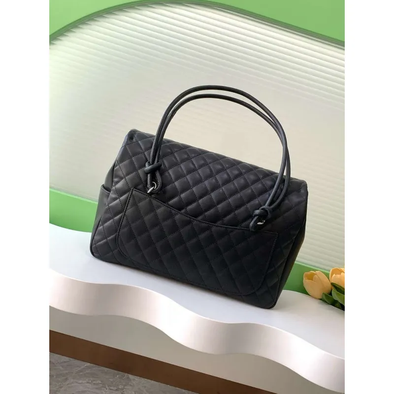 Chanel AS6338 Airport Bag 25P Shopping Bag Black With Black CC