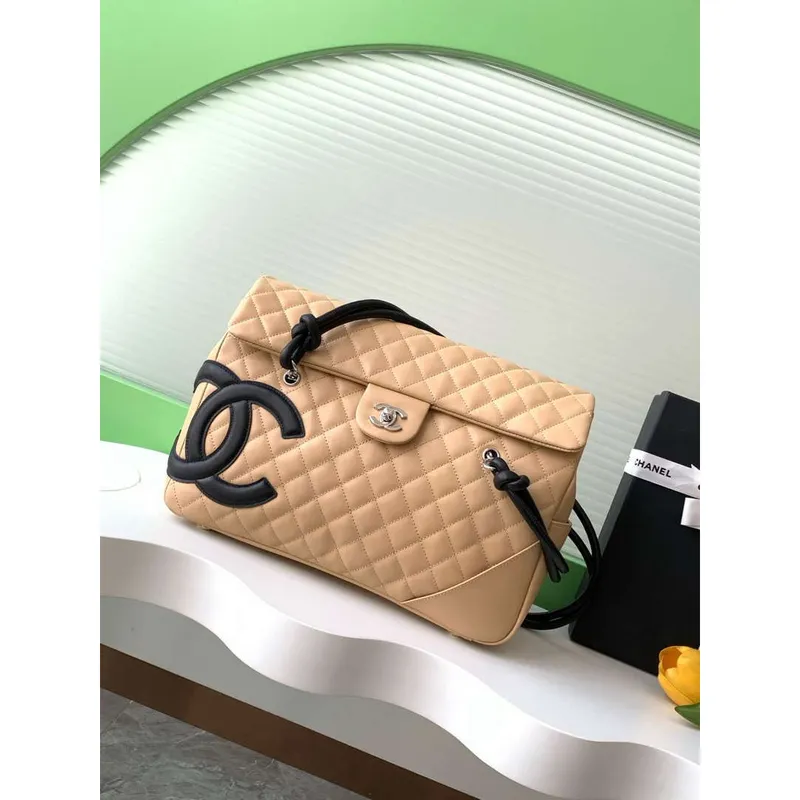 Chanel AS6338 Airport Bag 25P Shopping Bag Apricot