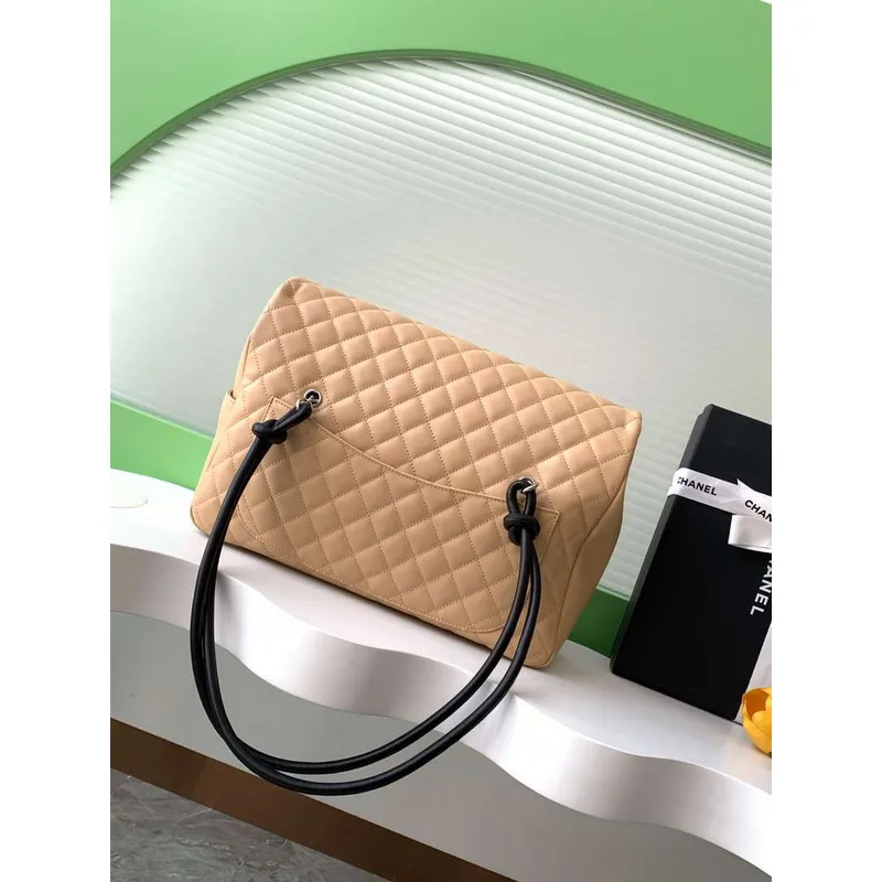 Chanel AS6338 Airport Bag 25P Shopping Bag Apricot