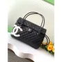 Chanel AS6338 Airport Bag 25P Shopping Bag Black with White CC