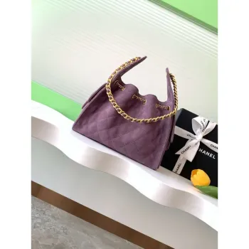 Chanel AS5293 Small Hobo Suede & Gold Tone Metal Purple