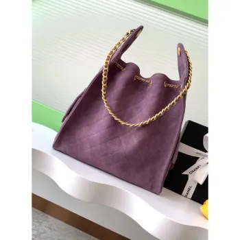 Chanel AS5311 Large Hobo Suede & Gold Tone Metal Purple