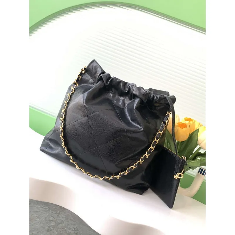 Chanel 22 AS3260 Small Handbag 24K Shiny Calfskin Black