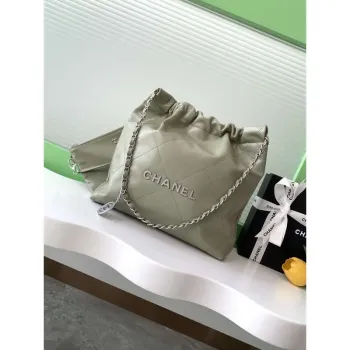 Chanel 22 AS3260 Small Handbag 25C Shiny Calfskin Light Green