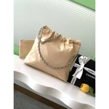 Chanel 22 AS3260 Small Handbag 25C Shiny Calfskin Apricot