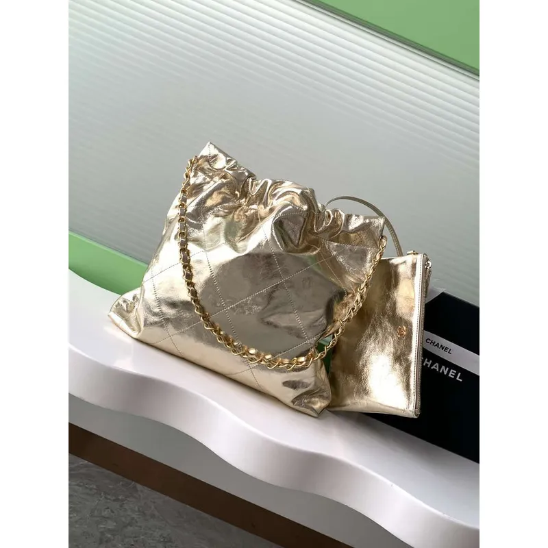 Chanel 22 Small Handbag Fantasy color Calfskin & Gold Tone Metal AS3260 Gold