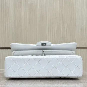 Chanel A01112 Flap Classic 11.12 Handbag Haas Lambskin & Gold Tone Metal White