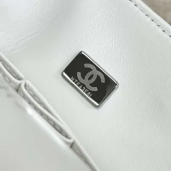 Chanel A01112 Flap Classic 11.12 Handbag Haas Lambskin & Gold Tone Metal White