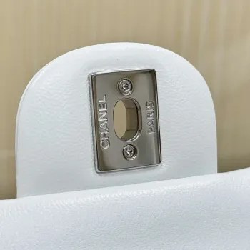 Chanel A01112 Flap Classic 11.12 Handbag Haas Lambskin & Gold Tone Metal White