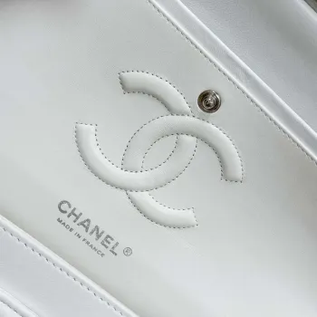 Chanel A01112 Flap Classic 11.12 Handbag Haas Lambskin & Gold Tone Metal White