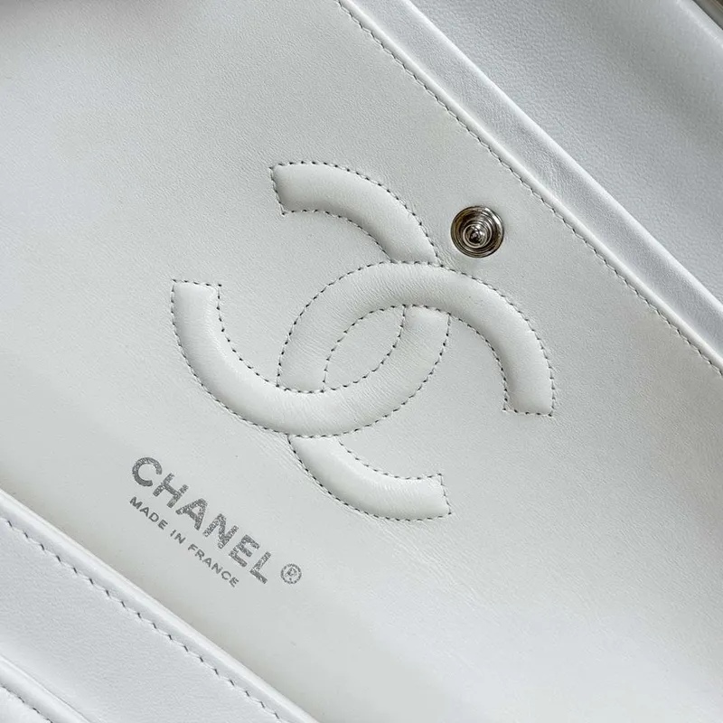 Chanel A01112 Flap Classic 11.12 Handbag Haas Lambskin & Gold Tone Metal White