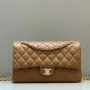 Chanel A01112 Flap Classic 11.12 Handbag Haas Lambskin & Gold Tone Metal Caramel