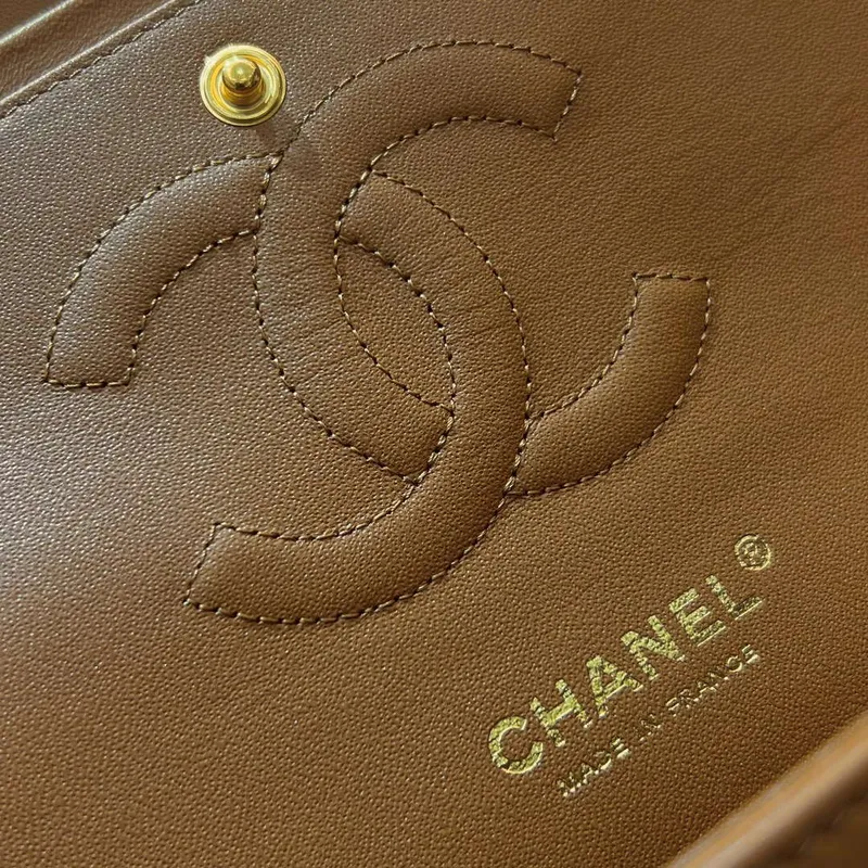 Chanel A01112 Flap Classic 11.12 Handbag Haas Lambskin & Gold Tone Metal Caramel