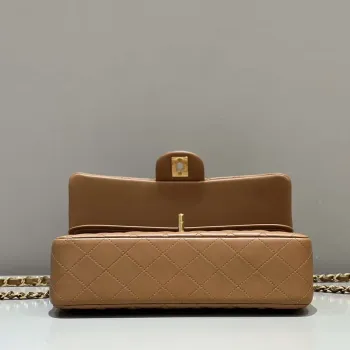 Chanel A01112 Flap Classic 11.12 Handbag Haas Lambskin & Gold Tone Metal Caramel