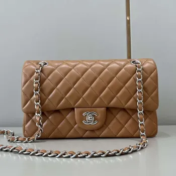 Chanel A01112 Flap Classic 11.12 Handbag Haas Lambskin & Gold Tone Metal Caramel