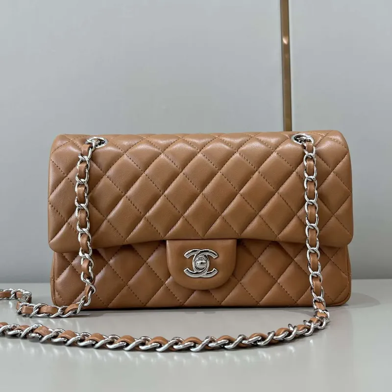 Chanel A01112 Flap Classic 11.12 Handbag Haas Lambskin & Gold Tone Metal Caramel