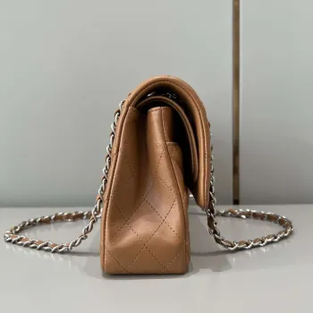 Chanel A01112 Flap Classic 11.12 Handbag Haas Lambskin & Gold Tone Metal Caramel