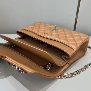 Chanel A01112 Flap Classic 11.12 Handbag Haas Lambskin & Gold Tone Metal Caramel