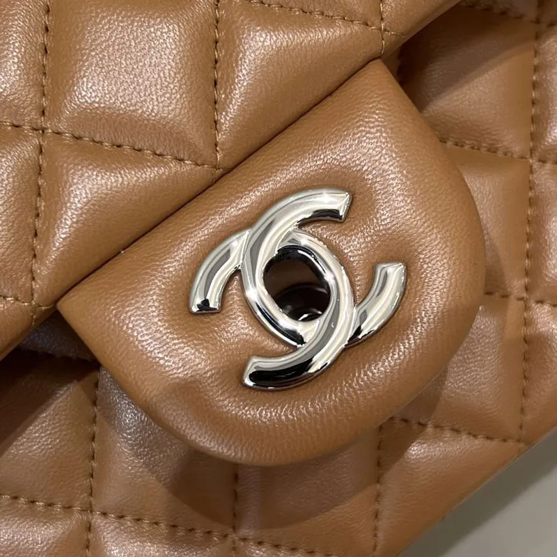 Chanel A01112 Flap Classic 11.12 Handbag Haas Lambskin & Gold Tone Metal Caramel
