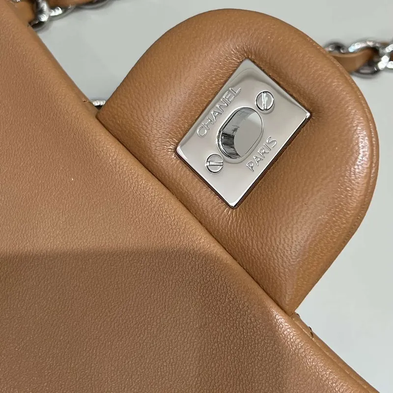 Chanel A01112 Flap Classic 11.12 Handbag Haas Lambskin & Gold Tone Metal Caramel