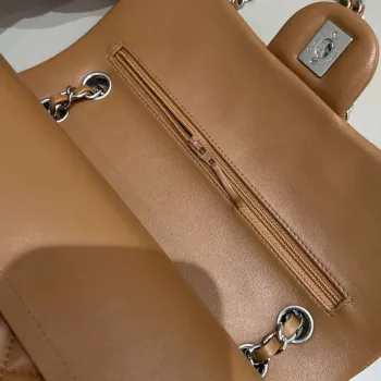 Chanel A01112 Flap Classic 11.12 Handbag Haas Lambskin & Gold Tone Metal Caramel