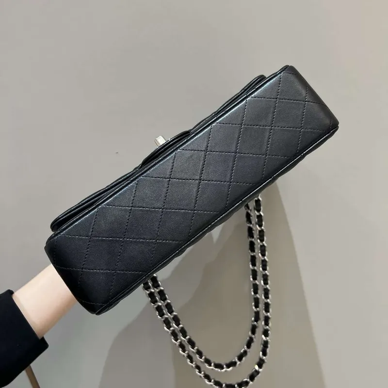 Chanel A01112 Flap Classic 11.12 Handbag Haas Lambskin & Gold Tone Metal Black