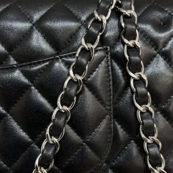 Chanel A01112 Flap Classic 11.12 Handbag Haas Lambskin & Gold Tone Metal Black