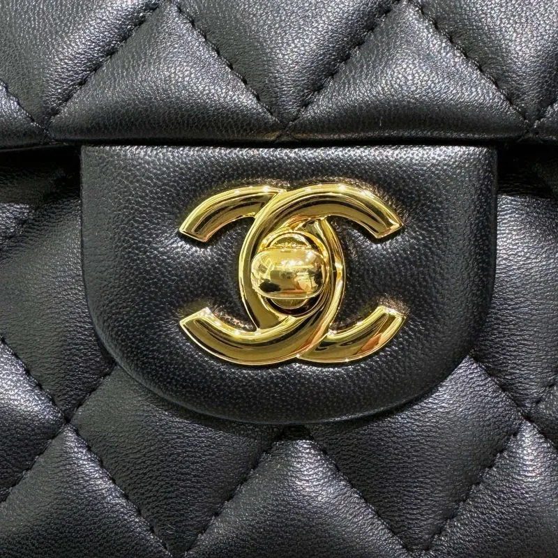 Chanel A01112 Flap Classic 11.12 Handbag Haas Lambskin & Gold Tone Metal Black