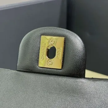 Chanel A01112 Flap Classic 11.12 Handbag Haas Lambskin & Gold Tone Metal Black