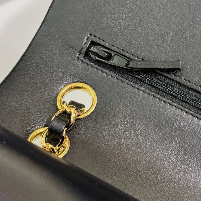 Chanel A01112 Flap Classic 11.12 Handbag Haas Lambskin & Gold Tone Metal Black